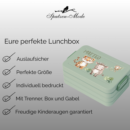 Personalisierte Brotdose für Kinder &quot;Safaritiere&quot;
