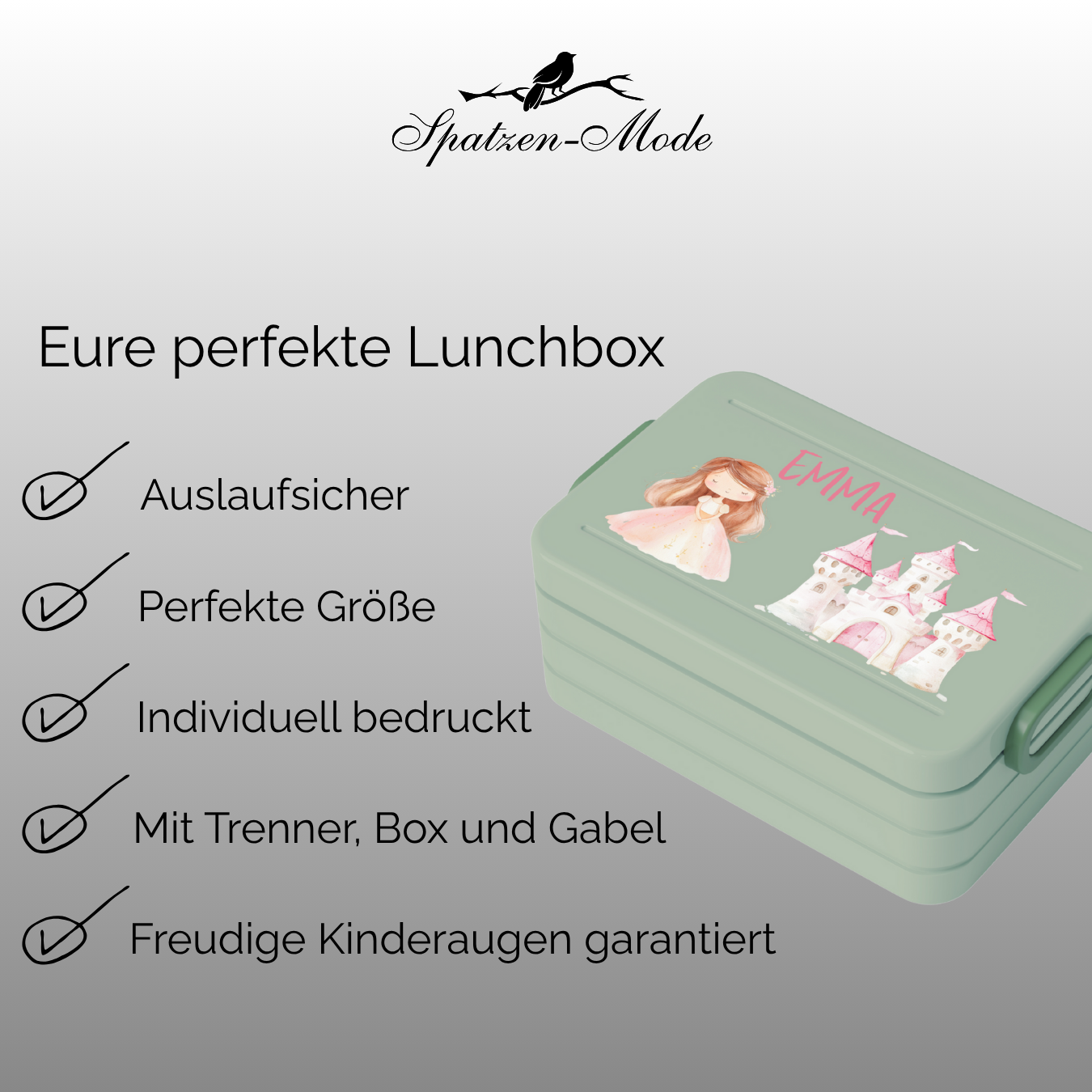 Personalisierte Brotdose für Kinder &quot;Prinzessin&quot;