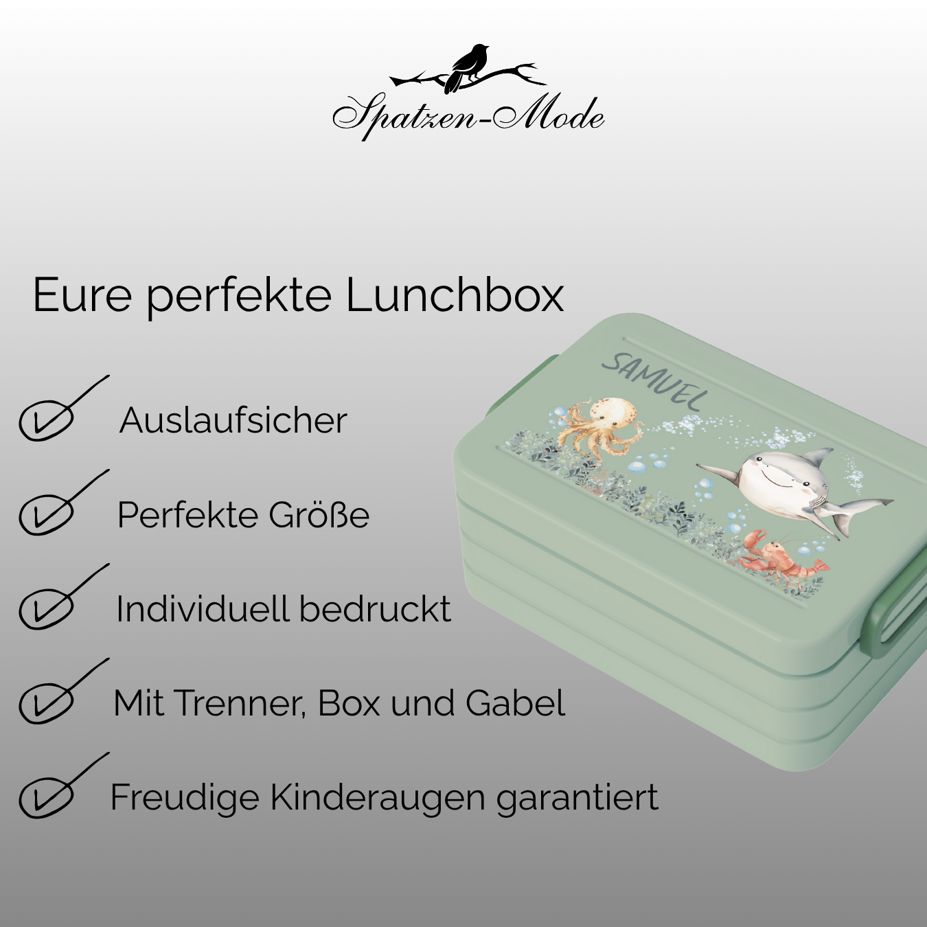 Personalisierte Brotdose für Kinder &quot;Meeresbewohner&quot;