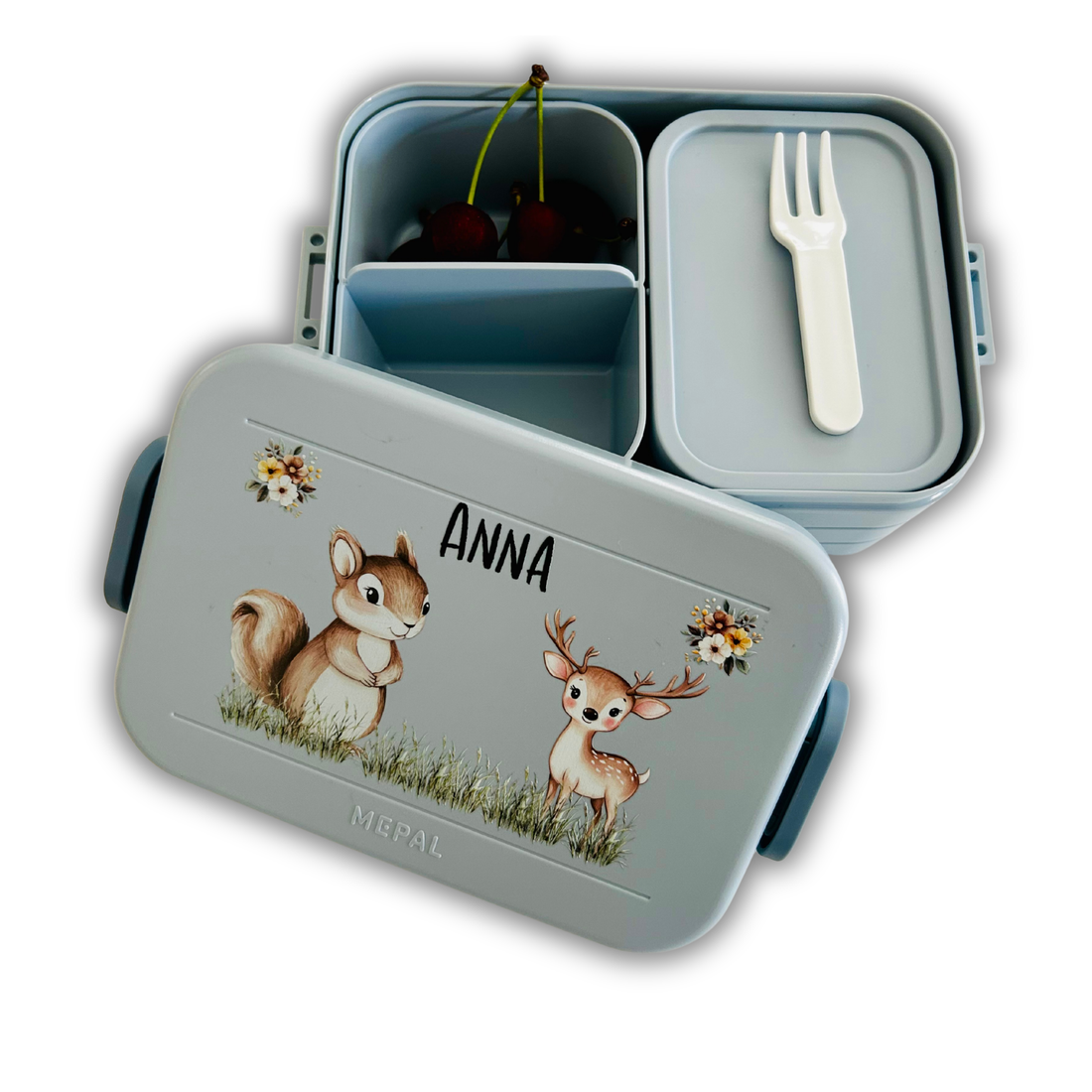 Personalisierte Brotdose für Kinder &quot;Hase &amp; Reh&quot;