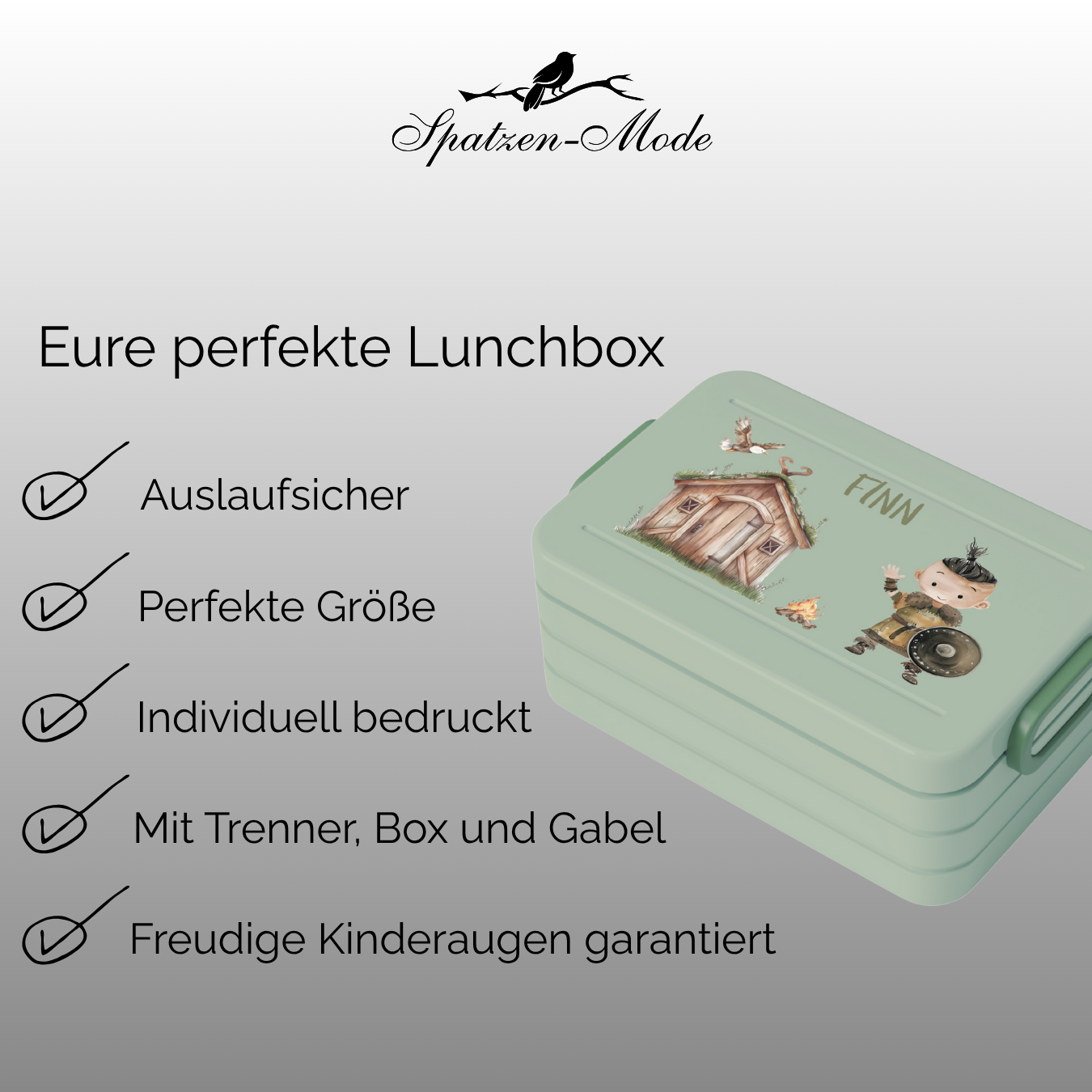 Personalisierte Brotdose für Kinder &quot;Wikinger-Junge&quot;