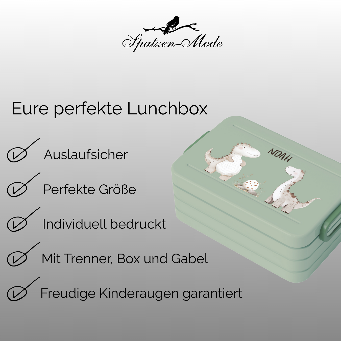 Personalisierte Brotdose für Kinder &quot;Dino&quot;