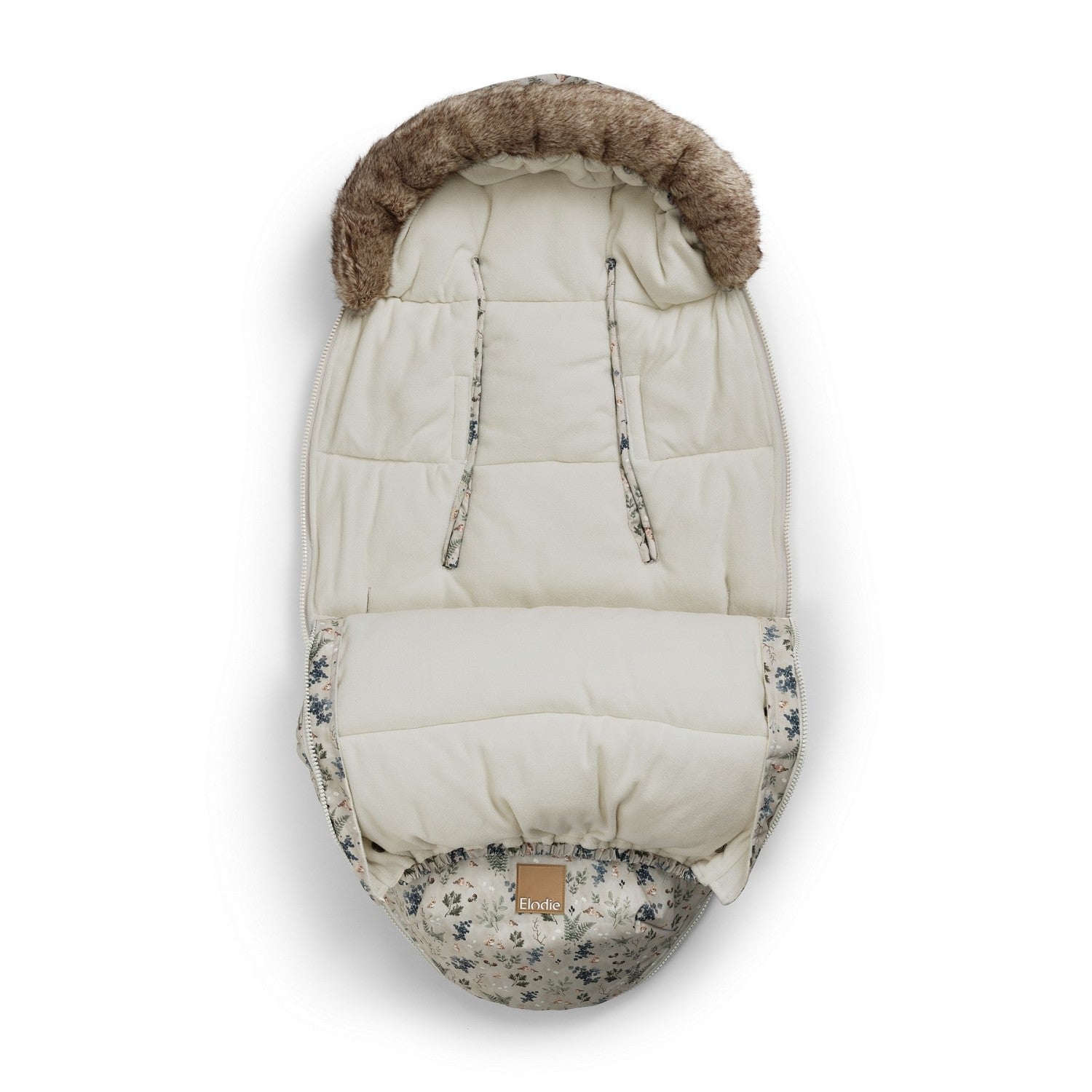 Luxurious Fußsack - Fairytale Forest with thick padding and fur trim, perfect for keeping babies warm in winter.