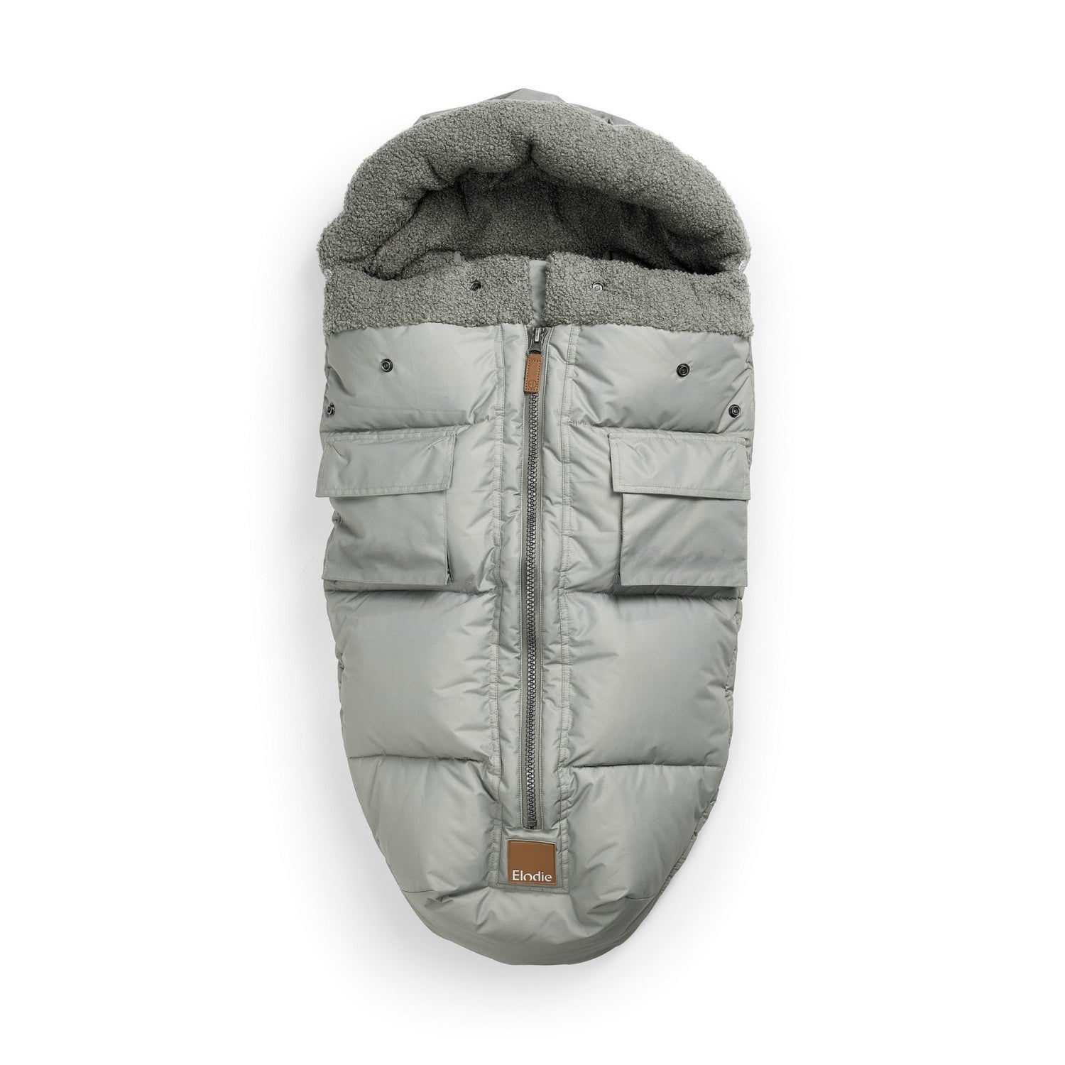 Hazy Jade Fußsack with thick padding and insulated panels for winter, ideal for design-conscious parents.