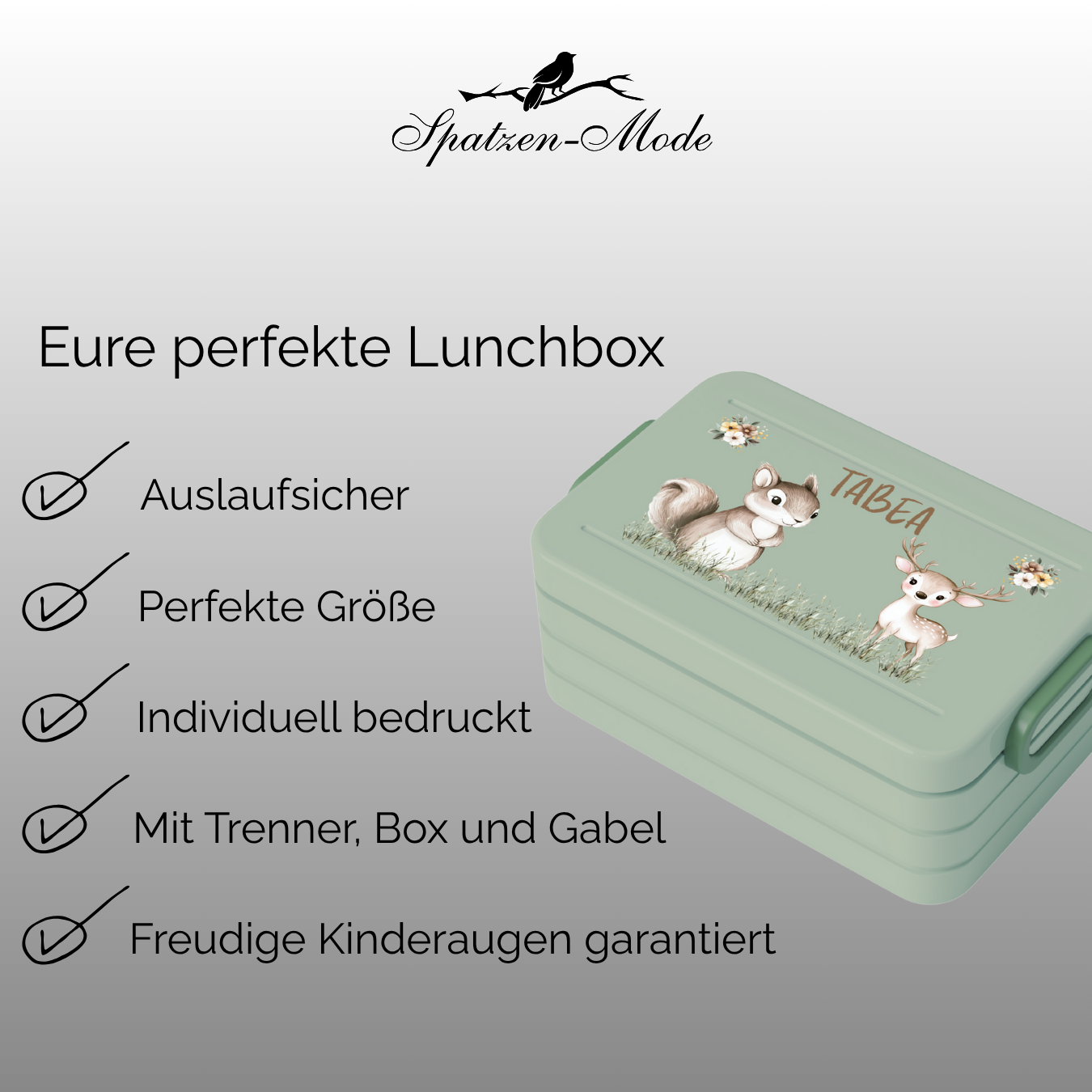 Personalisierte Brotdose für Kinder &quot;Hase &amp; Reh&quot;
