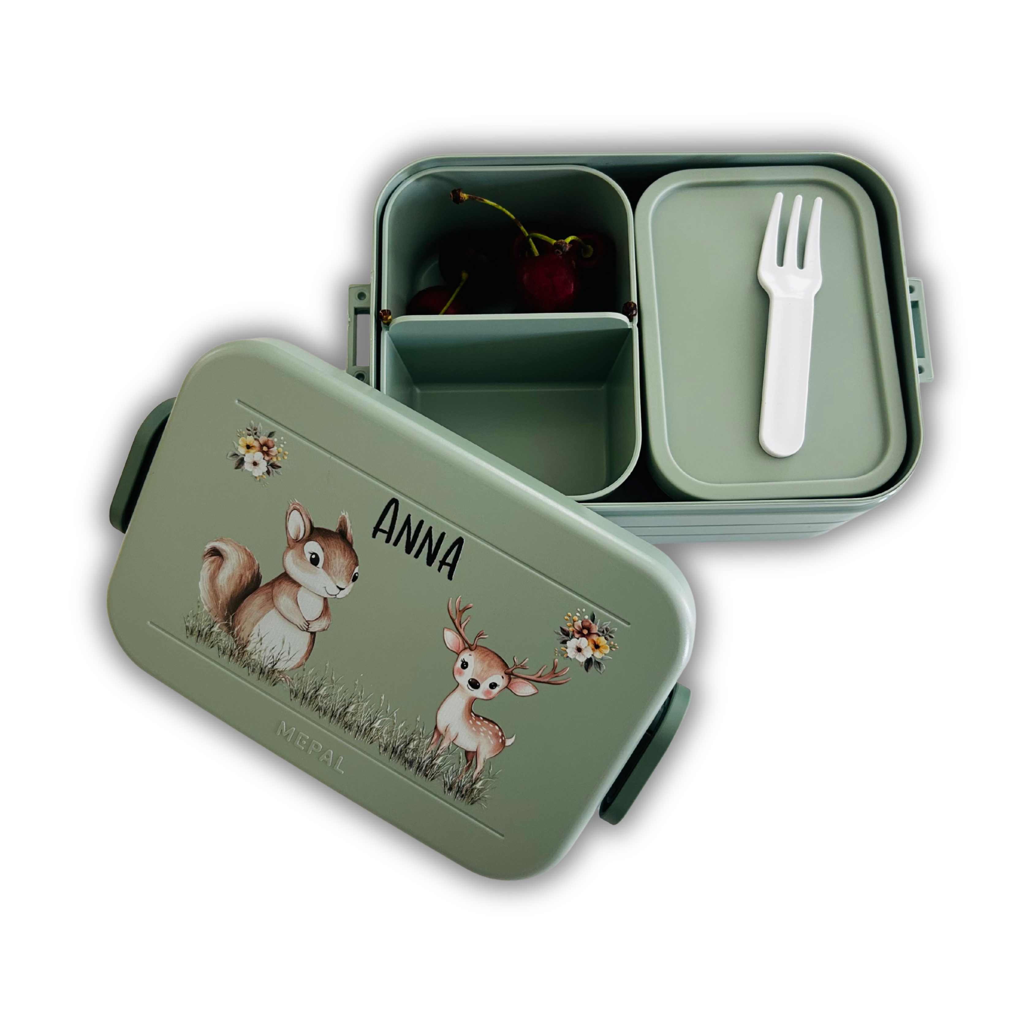 Personalisierte Brotdose für Kinder &quot;Hase &amp; Reh&quot;