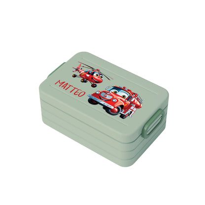 Personalisierte Brotdose für Kinder &quot;Feuerwehr&quot;