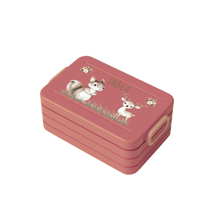 Personalisierte Brotdose für Kinder &quot;Hase &amp; Reh&quot;