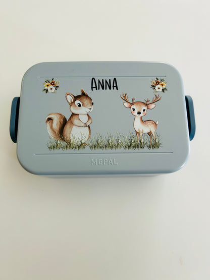 Personalisierte Brotdose für Kinder &quot;Hase &amp; Reh&quot;