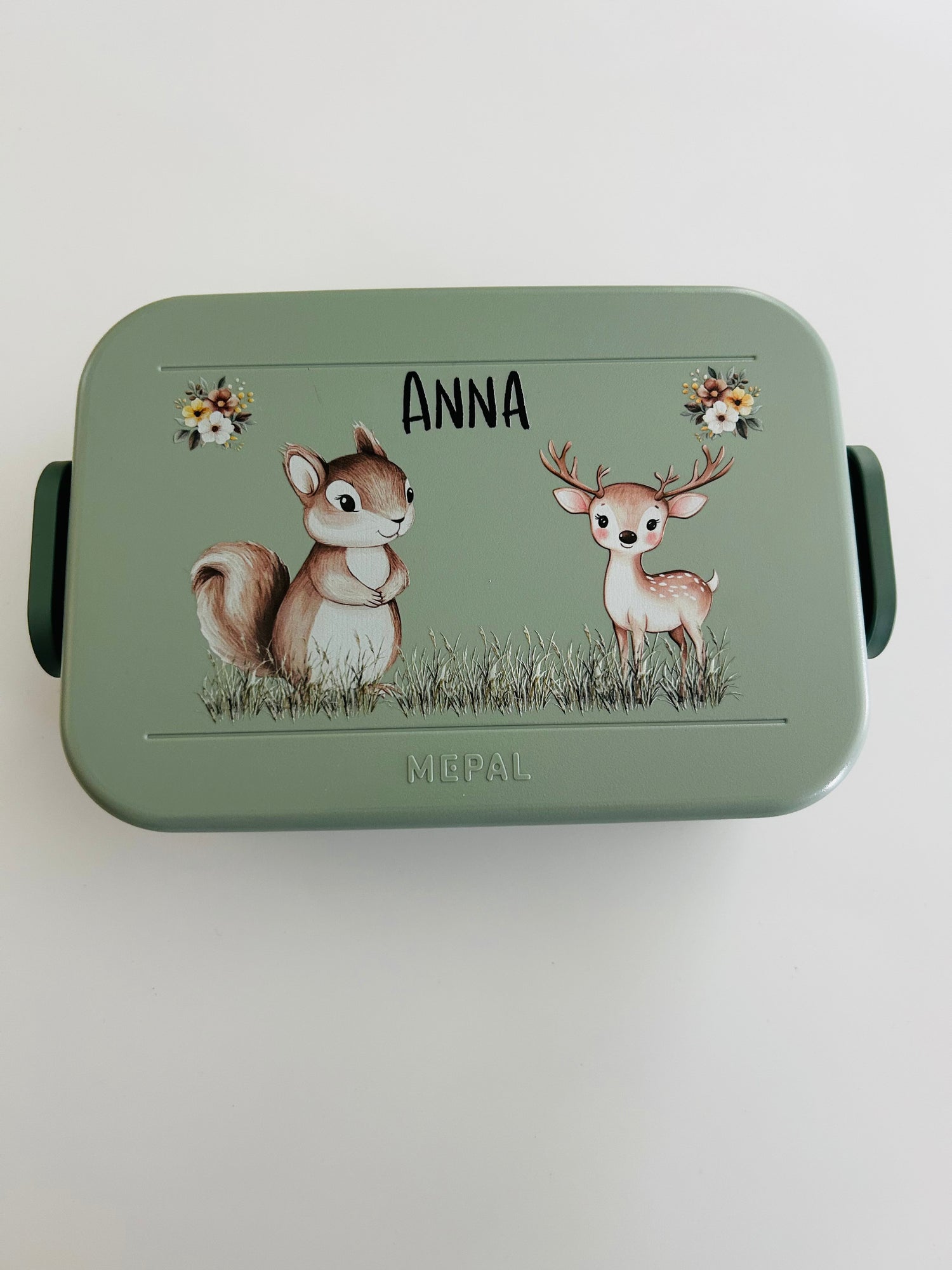 Personalisierte Brotdose für Kinder &quot;Hase &amp; Reh&quot;