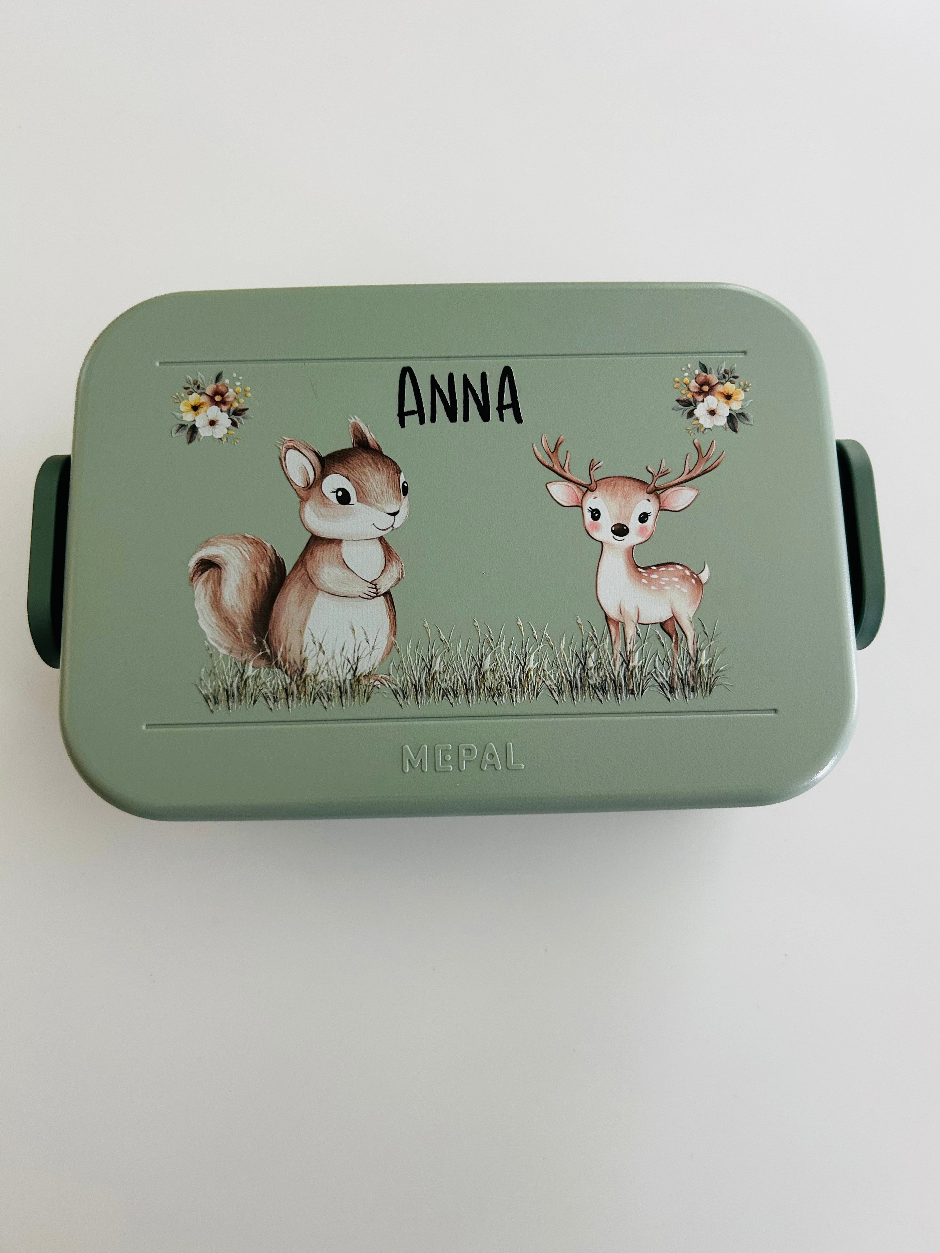 Personalisierte Brotdose für Kinder &quot;Hase &amp; Reh&quot;