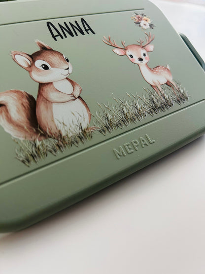 Personalisierte Brotdose für Kinder &quot;Hase &amp; Reh&quot;