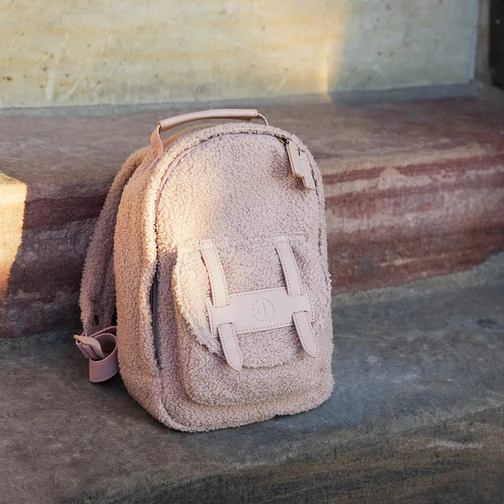 Kinderrucksack und Trinkflasche Pink Bouclé