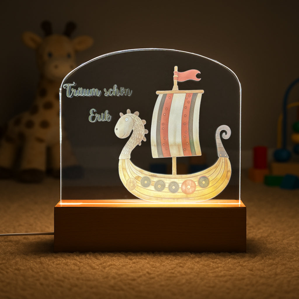 Personalisiertes Nachtlicht Kinder &quot;Wikinger-Schiff&quot;