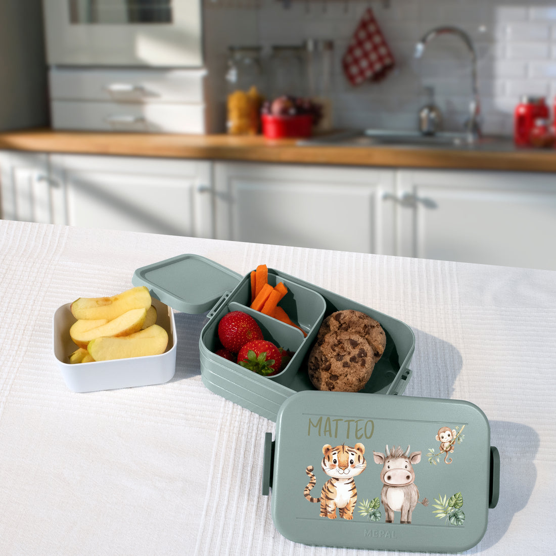 Personalisierte Brotdose für Kinder &quot;Safaritiere&quot;