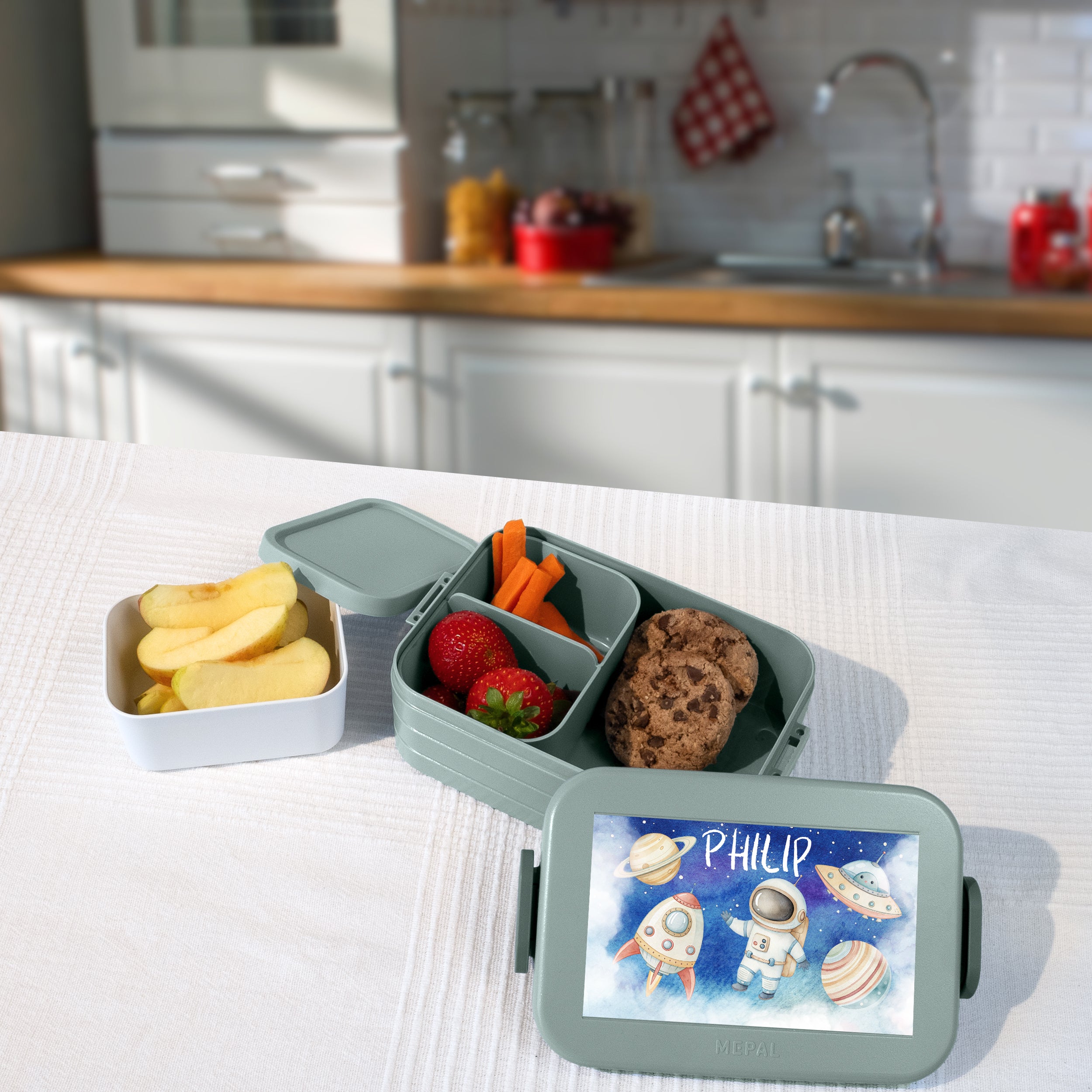 Personalisierte Brotdose für Kinder &quot;Weltraum&quot;