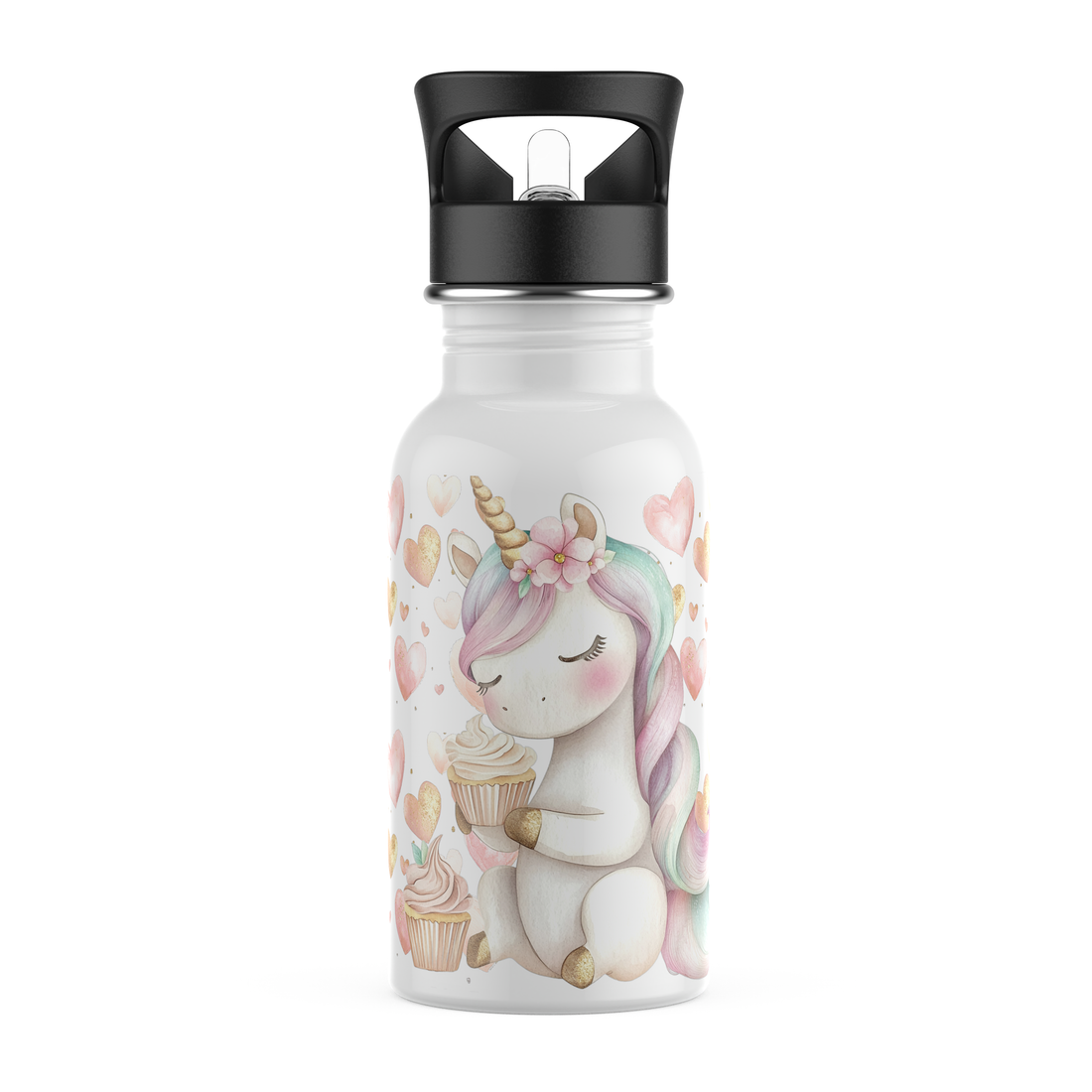 Trinkflasche mit Strohhalm 400ml &quot;Cupcake&quot;