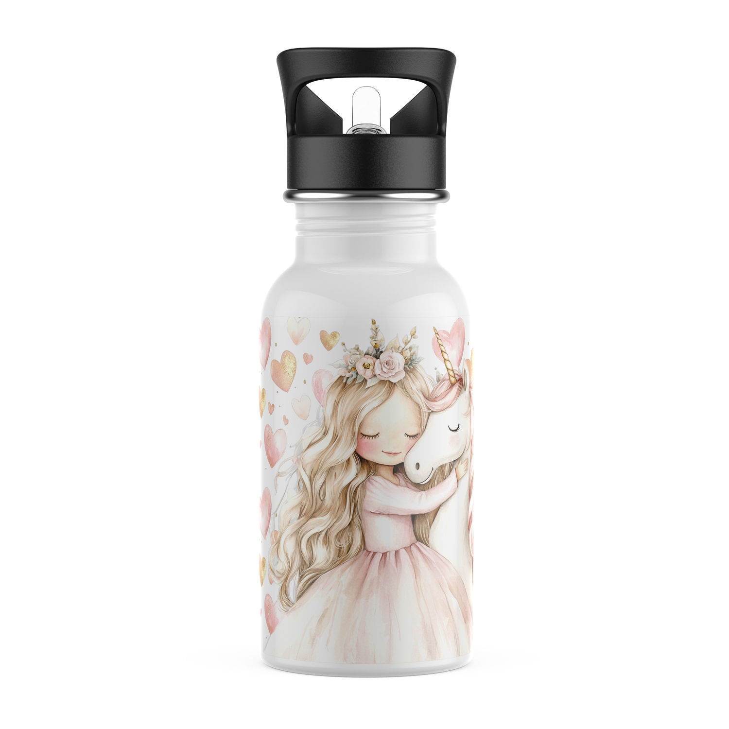 Trinkflasche mit Strohhalm 400ml &quot;Einhorn&quot;