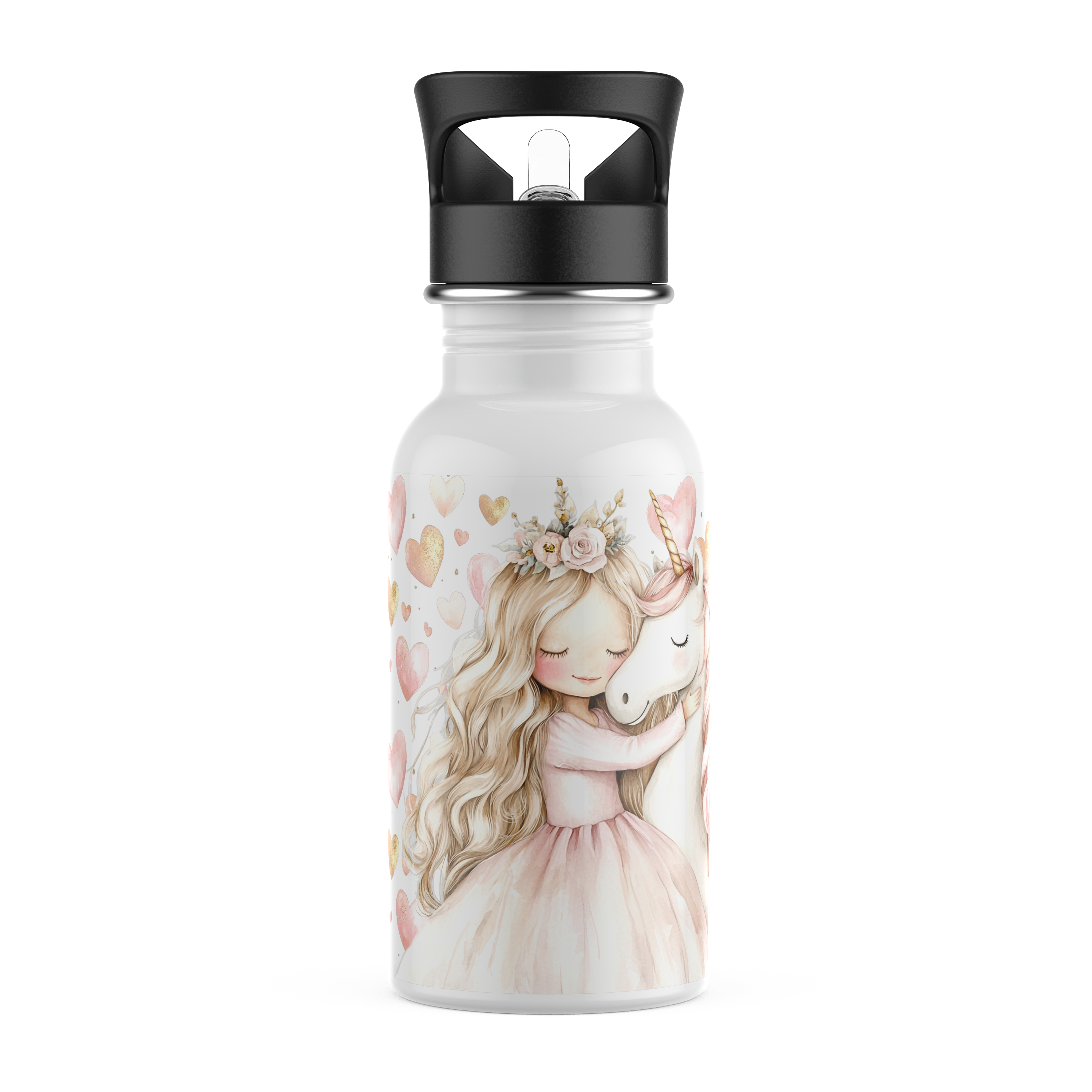 Trinkflasche mit Strohhalm 400ml &quot;Einhorn&quot;