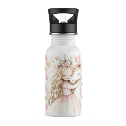 Trinkflasche mit Strohhalm 400ml &quot;Einhorn&quot;