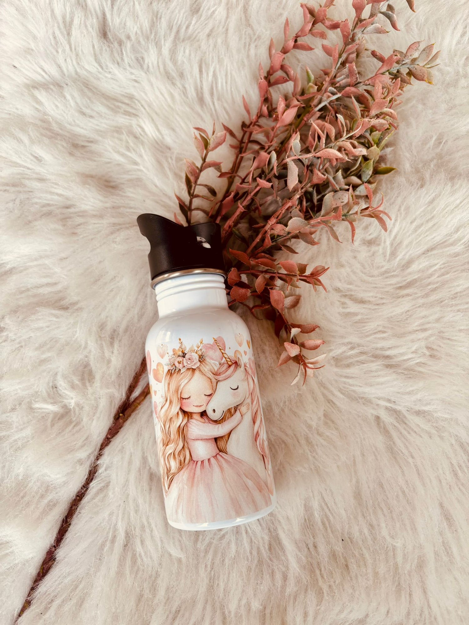 Trinkflasche mit Strohhalm 400ml &quot;Einhorn&quot;