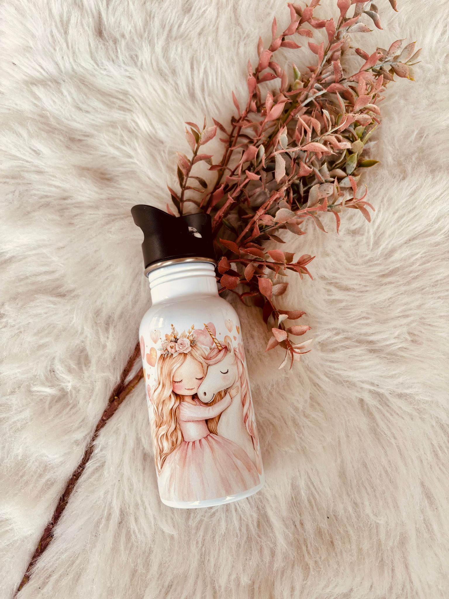 Trinkflasche mit Strohhalm 400ml &quot;Einhorn&quot;