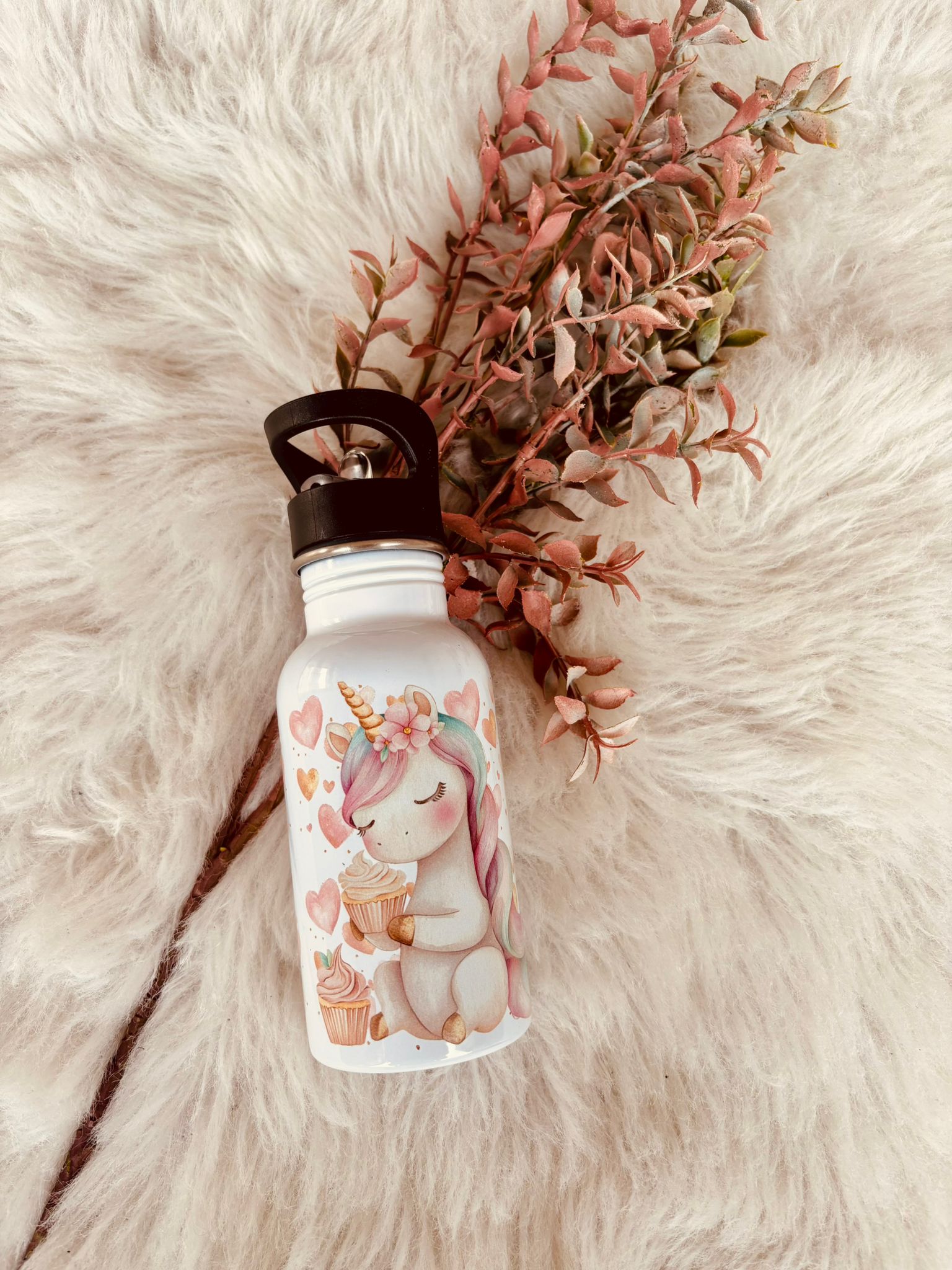 Trinkflasche mit Strohhalm 400ml &quot;Cupcake&quot;